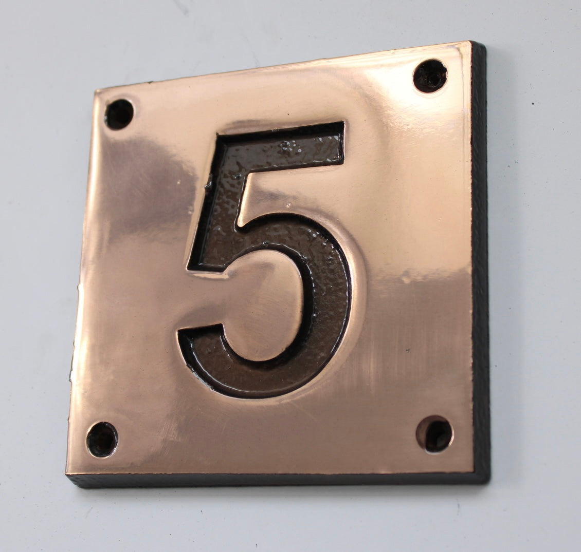 House number sign copper