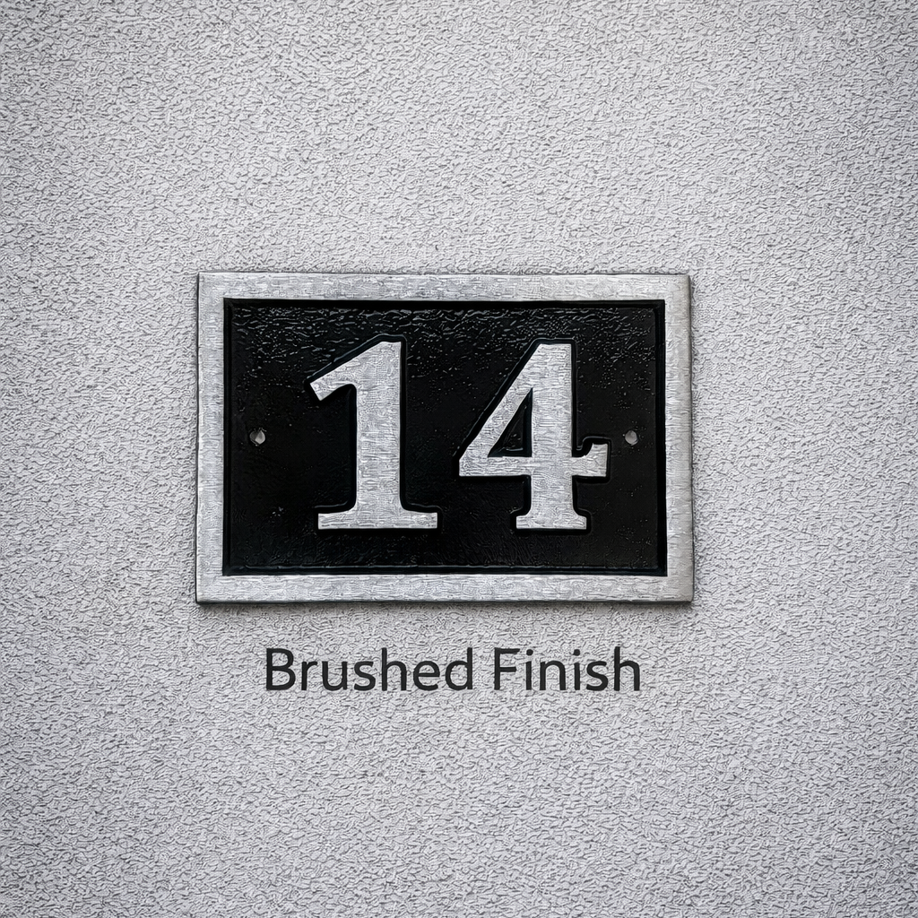 Brushed aluminium house number rectangle