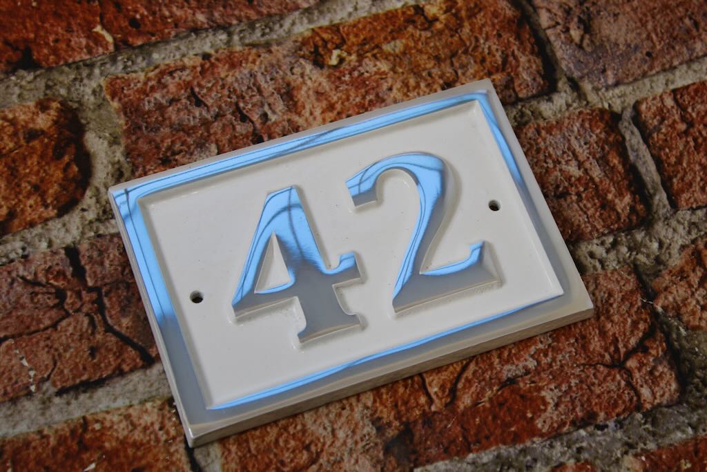 house number sign rectangle shape in White