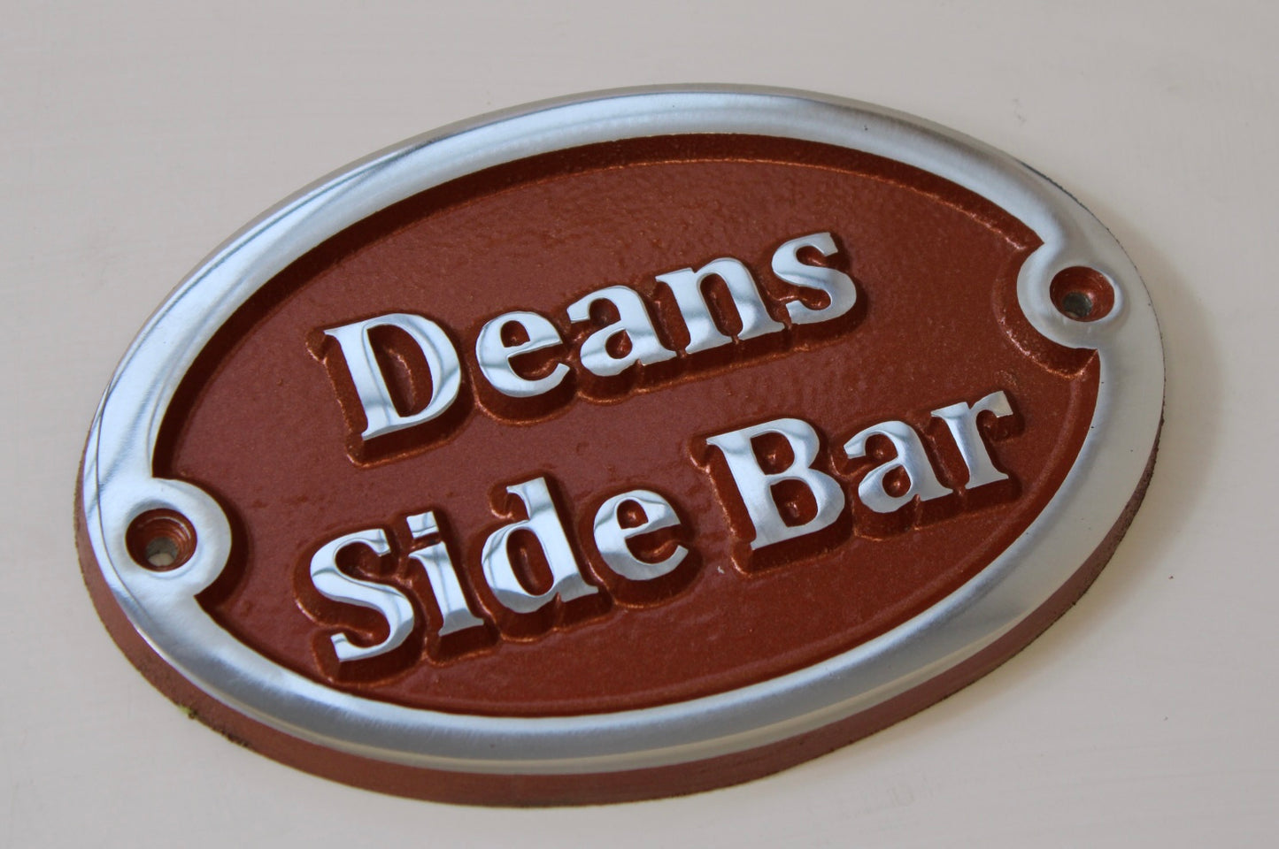 Name sign with copper background