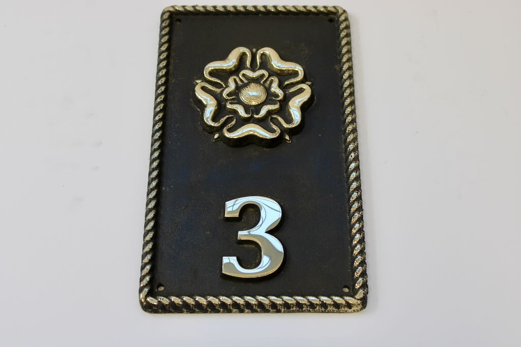 Traditional house sign, Bronze Plaque with Tudor Rose
