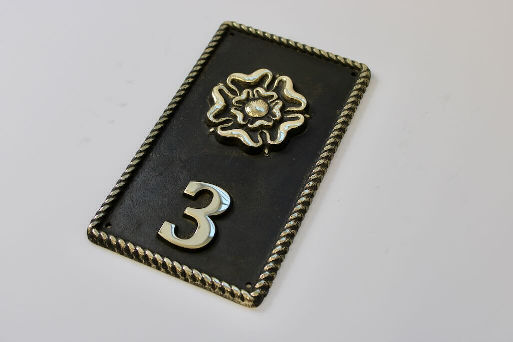 Traditional house sign, Bronze Plaque with Tudor Rose