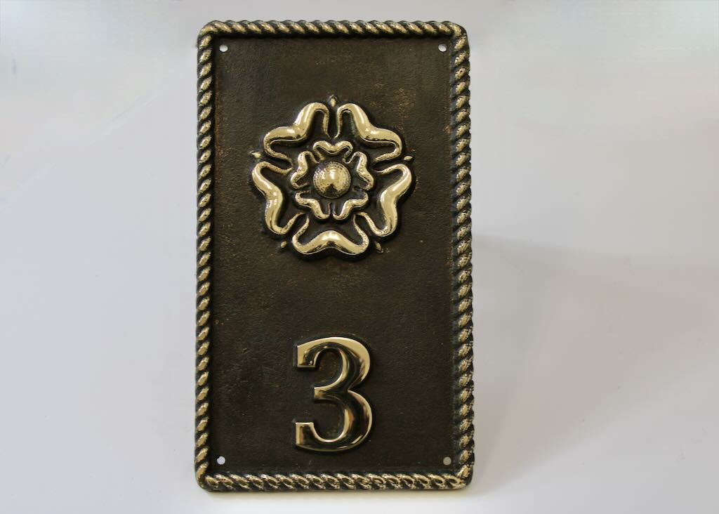 Traditional house sign, Bronze Plaque with Tudor Rose