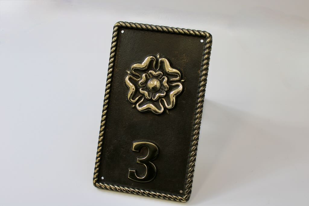 Traditional house sign, Bronze Plaque with Tudor Rose