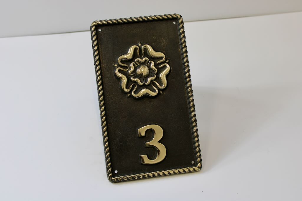 Traditional house sign, Bronze Plaque with Tudor Rose