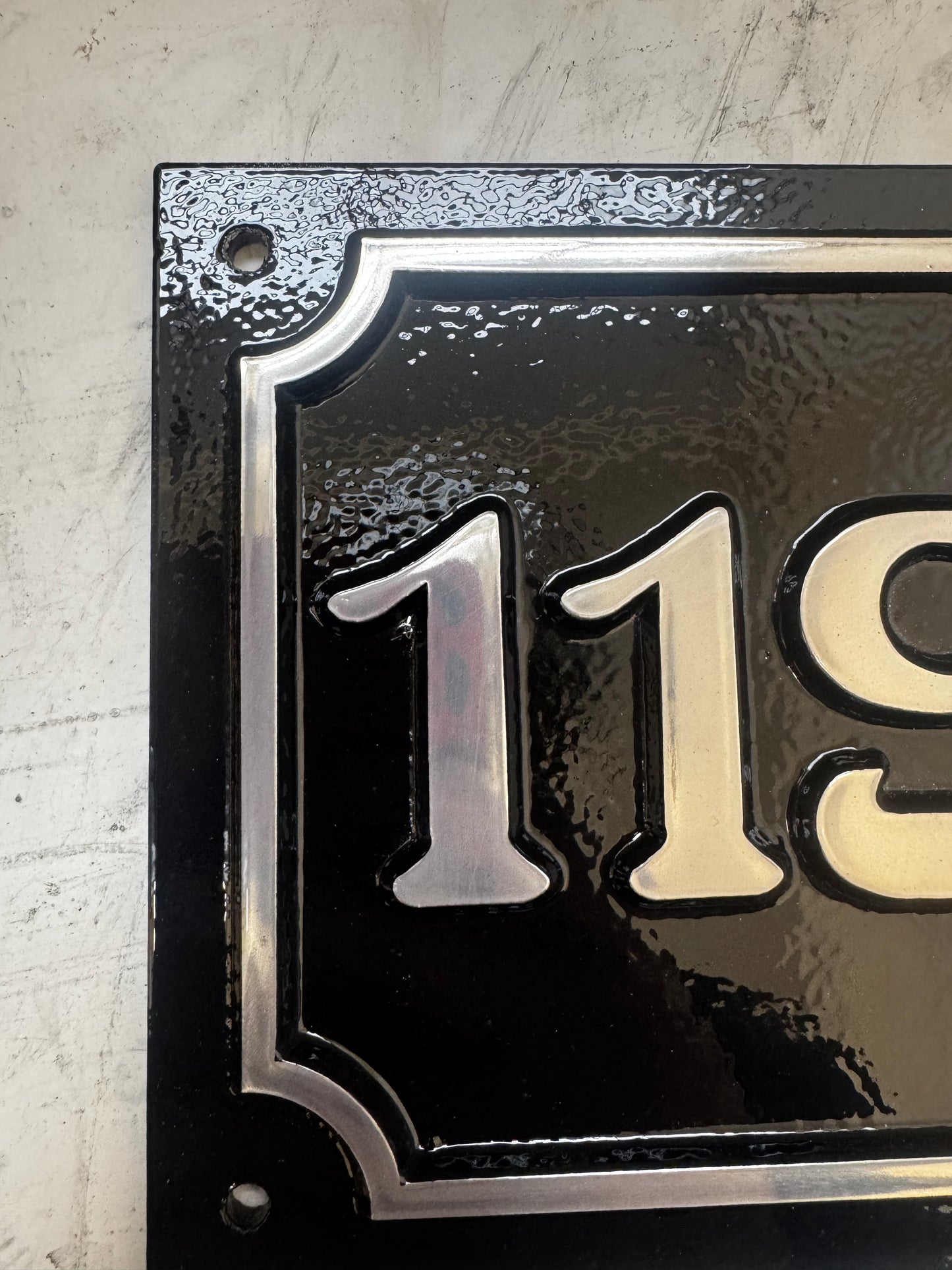 Square house number plaque- cast aluminium - art nouveau 6