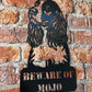 beware of the dog sign in steel black