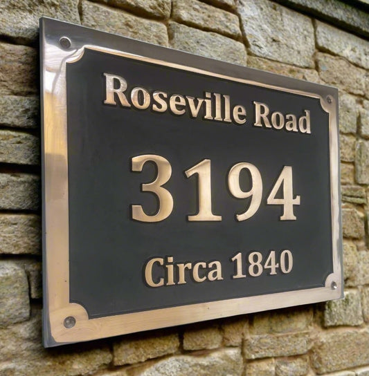Decorative Address Sign in Cast Copper
