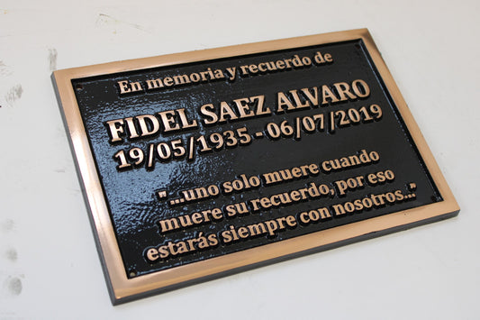 Memorial plaque in copper