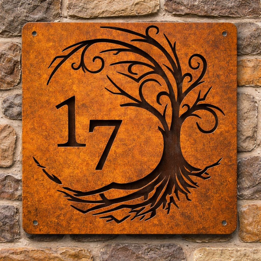 Chiffre 7 En Acier Corten Pour Numéro De Maison – Look Rouillé – Fabriqué En France