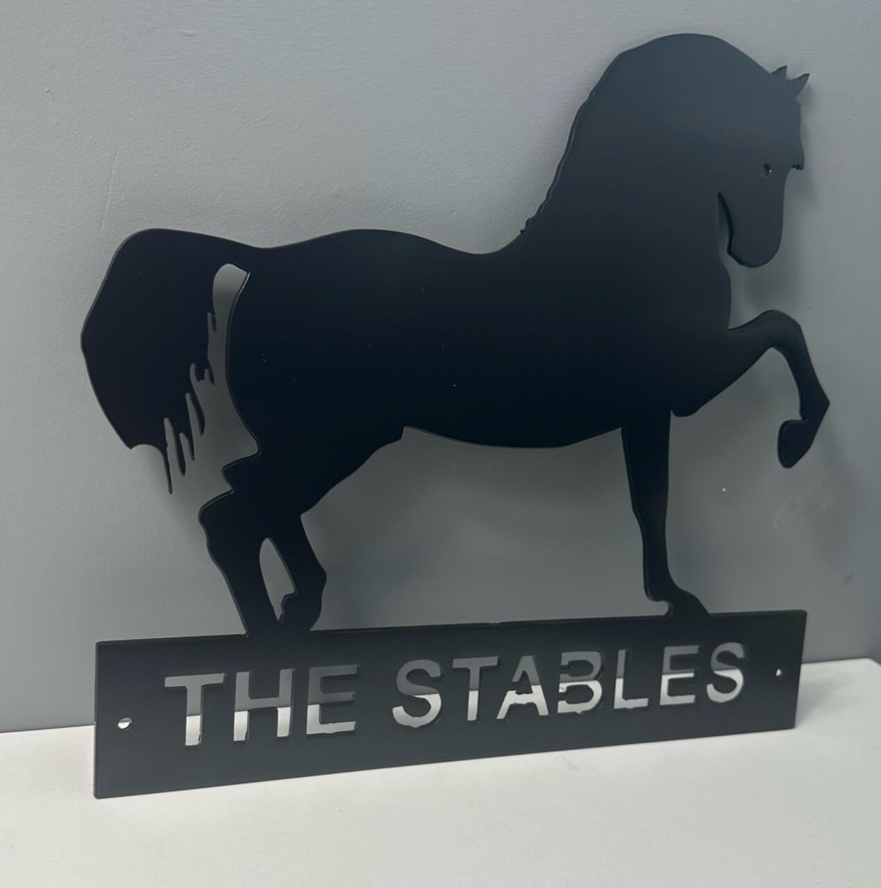 horse stables sign black