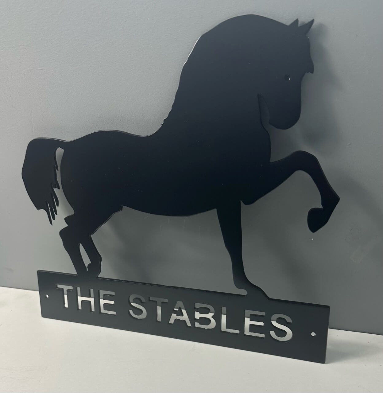 horse stables sign black