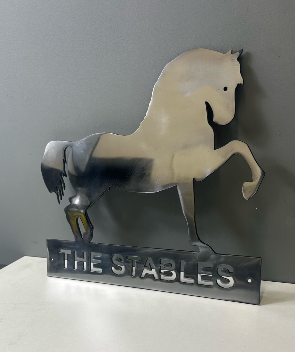 horse stables sign polished