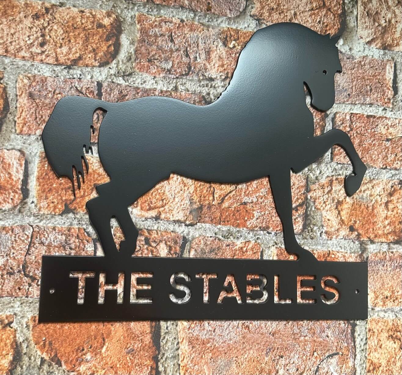 horse stables sign black