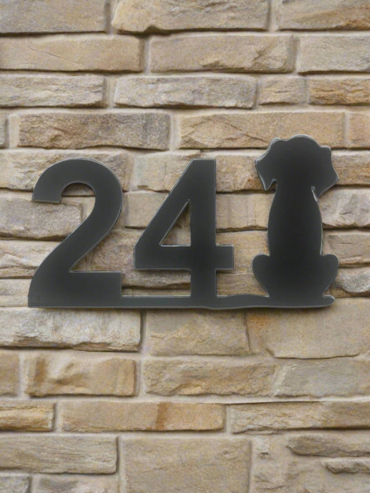 Metal Number Plate with Labrador