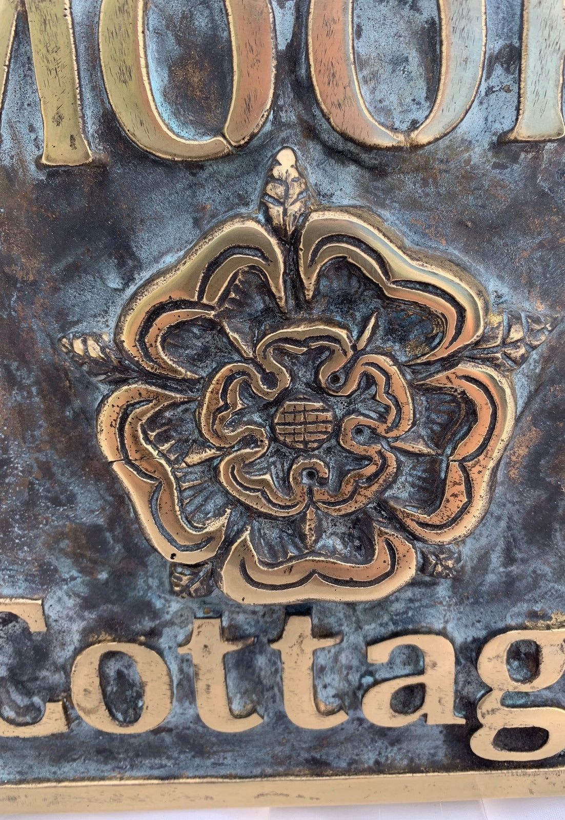 Metal House Sign Bronze with Tudor Rose