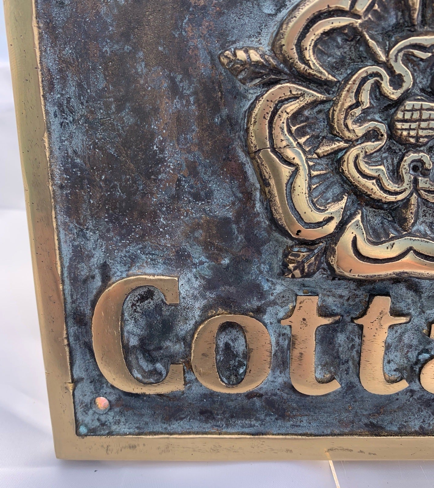Metal House Sign Bronze with Tudor Rose