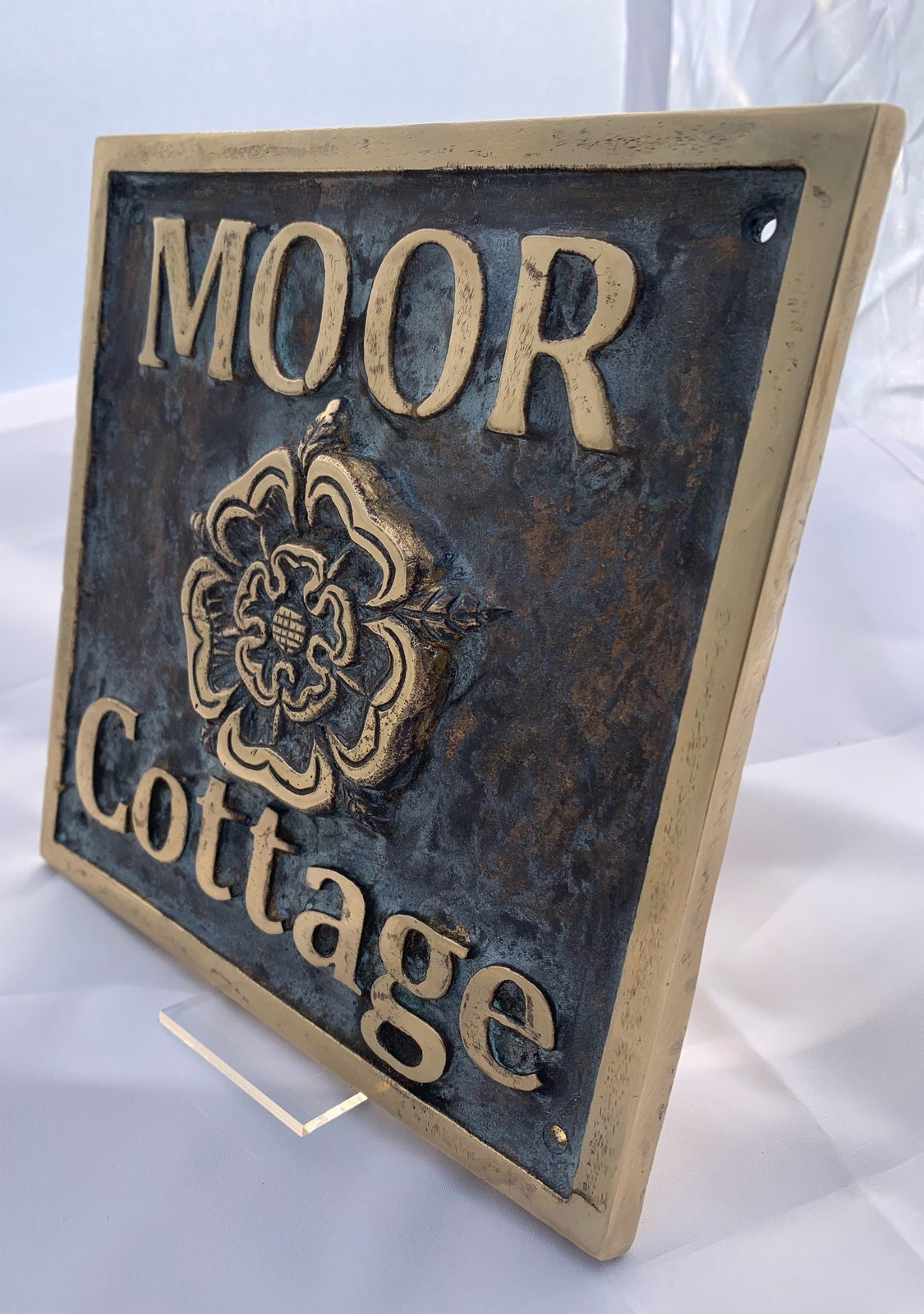 Metal House Sign Bronze with Tudor Rose