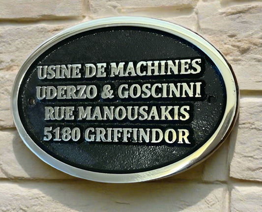 Custom Sign in Aluminium Oval shape in black