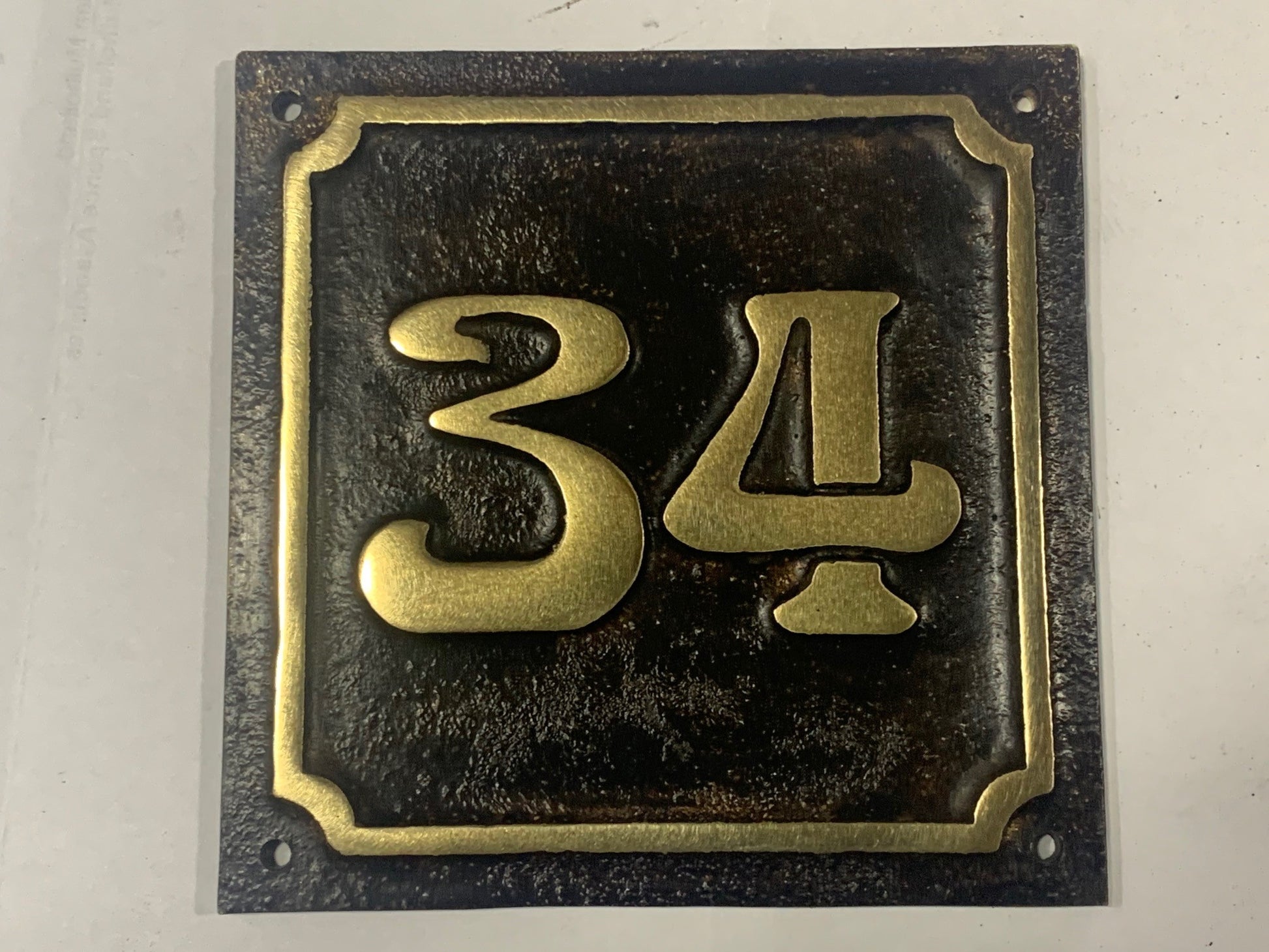 House Number Sign Art Nouveau Bronze 