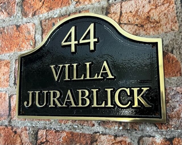 Brass House Address plaque