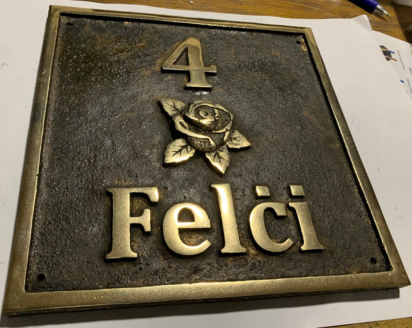 House Name Sign with Rose