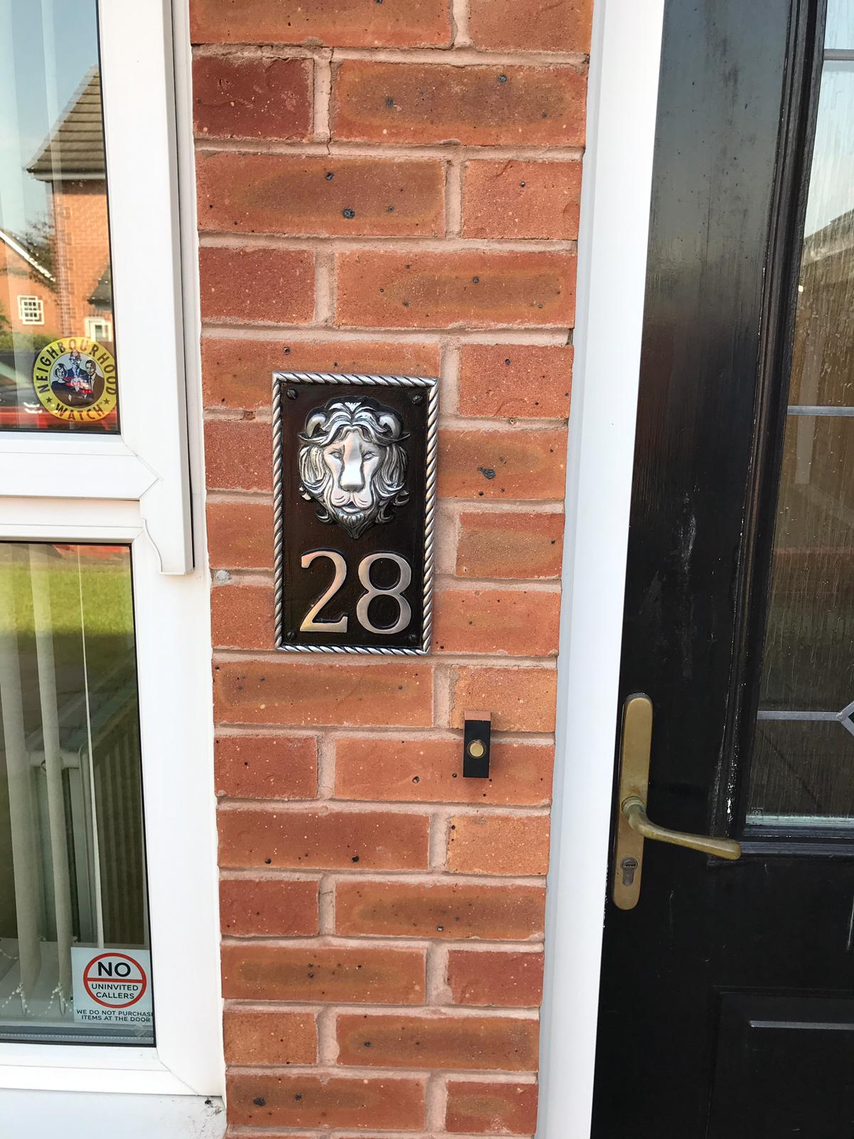 House Number Sign with Lion