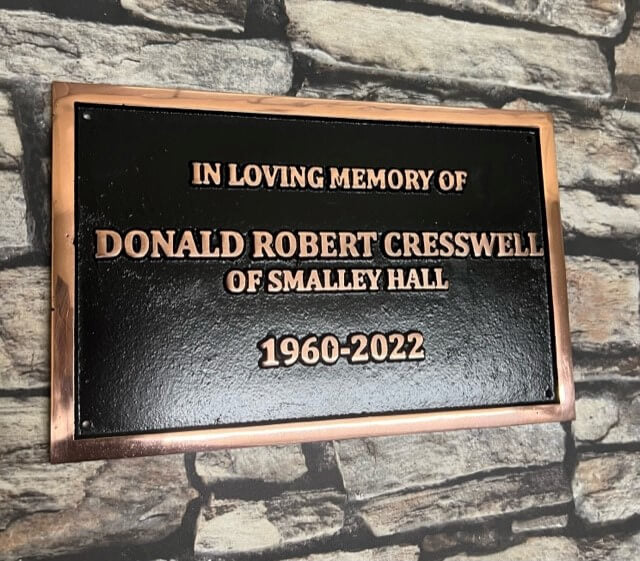 Memorial plaque in copper