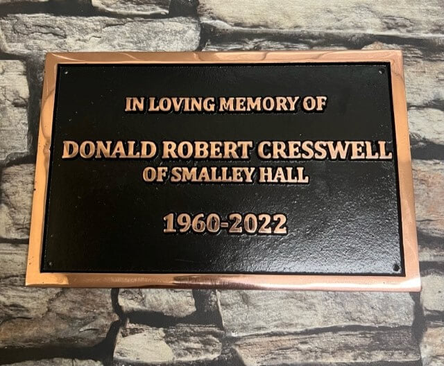 Memorial plaque in copper