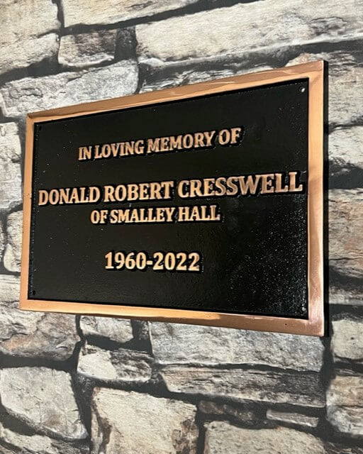 Memorial plaque in copper