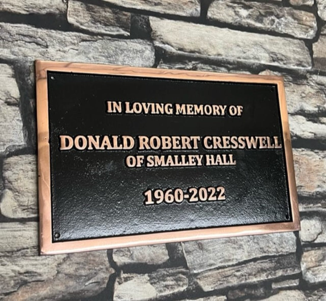Memorial plaque in copper