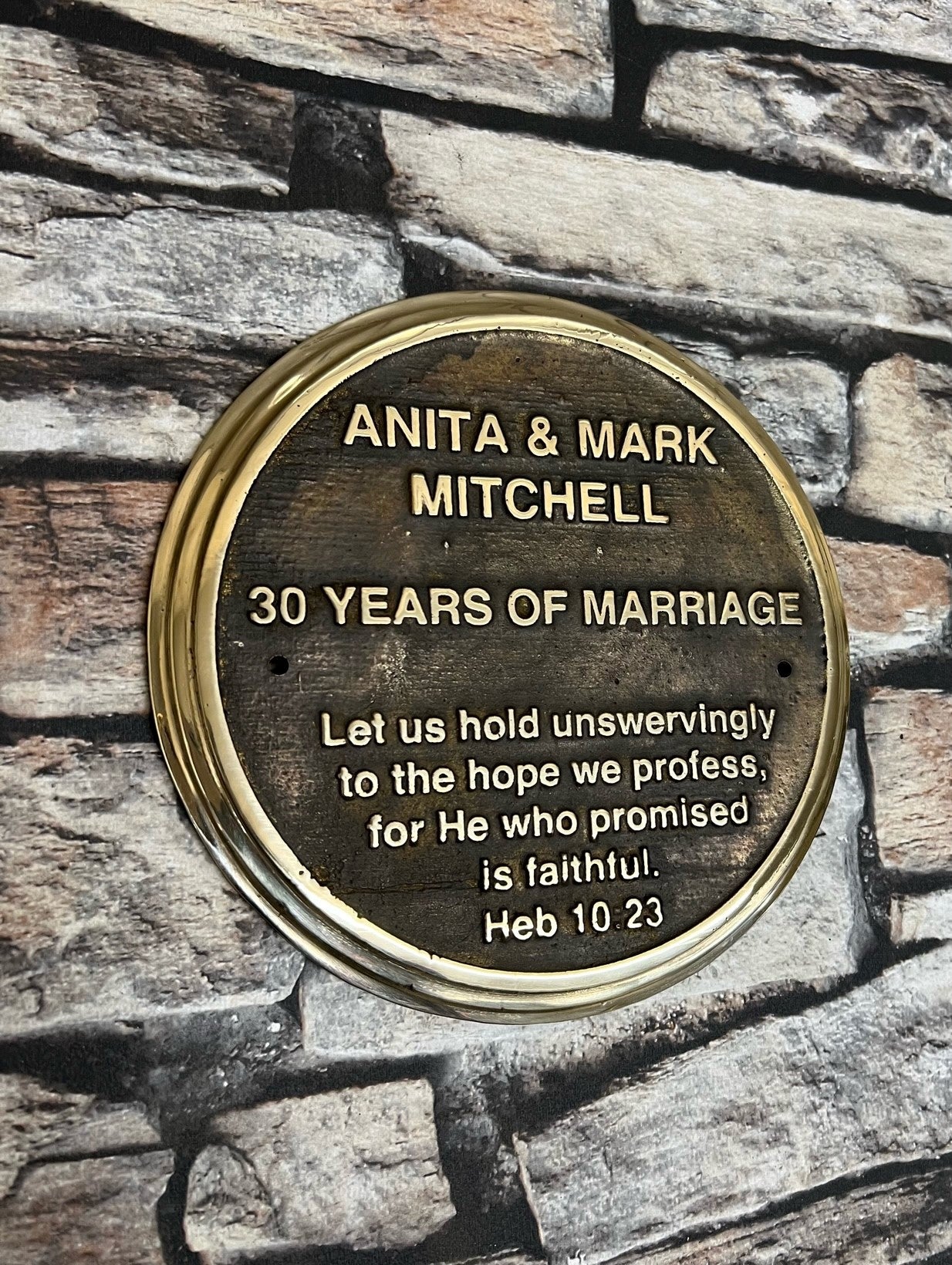 bronze wedding anniversary plaque