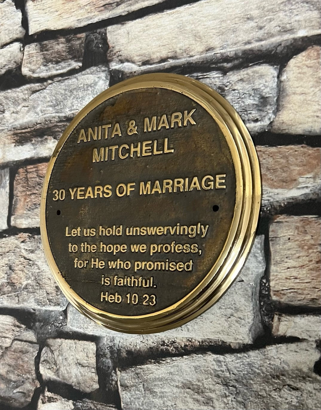 bronze wedding anniversary plaque