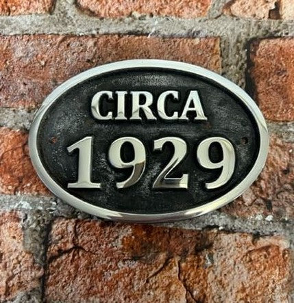 circa date plaque in aluminium