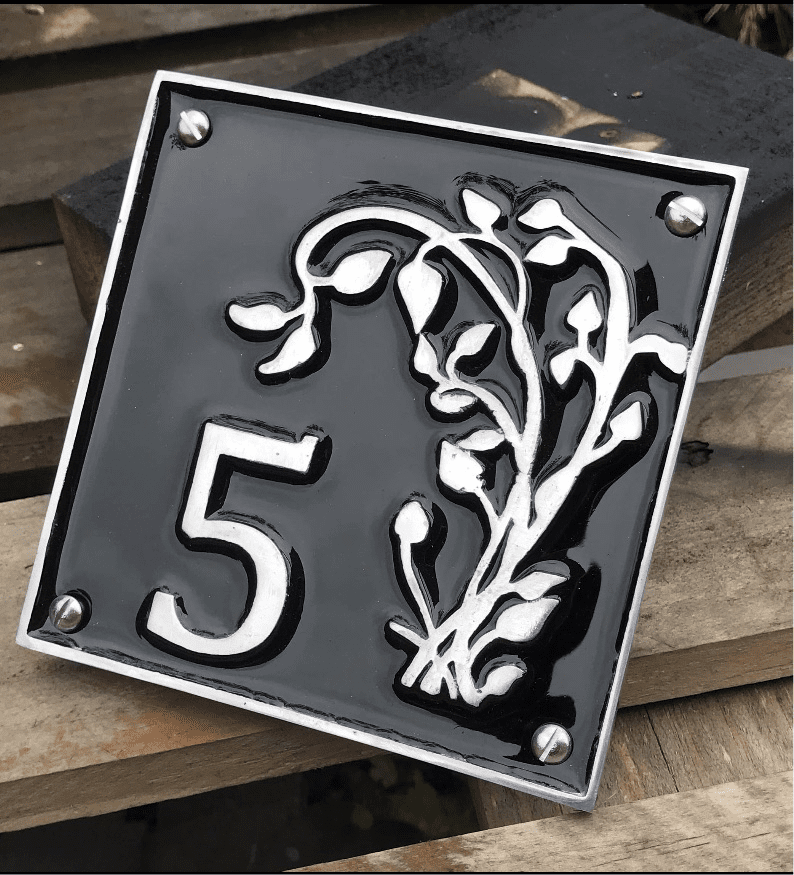 House Number Sign with Ivy Detail