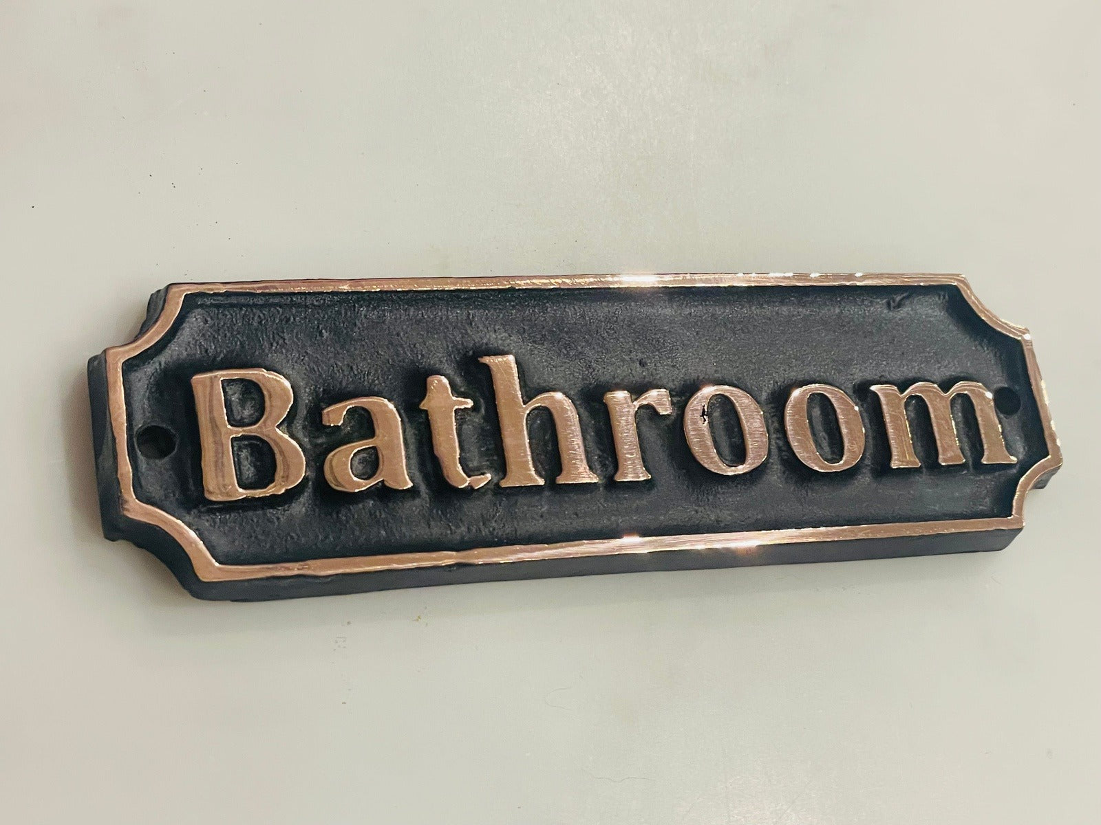 copper signs for bathrooms