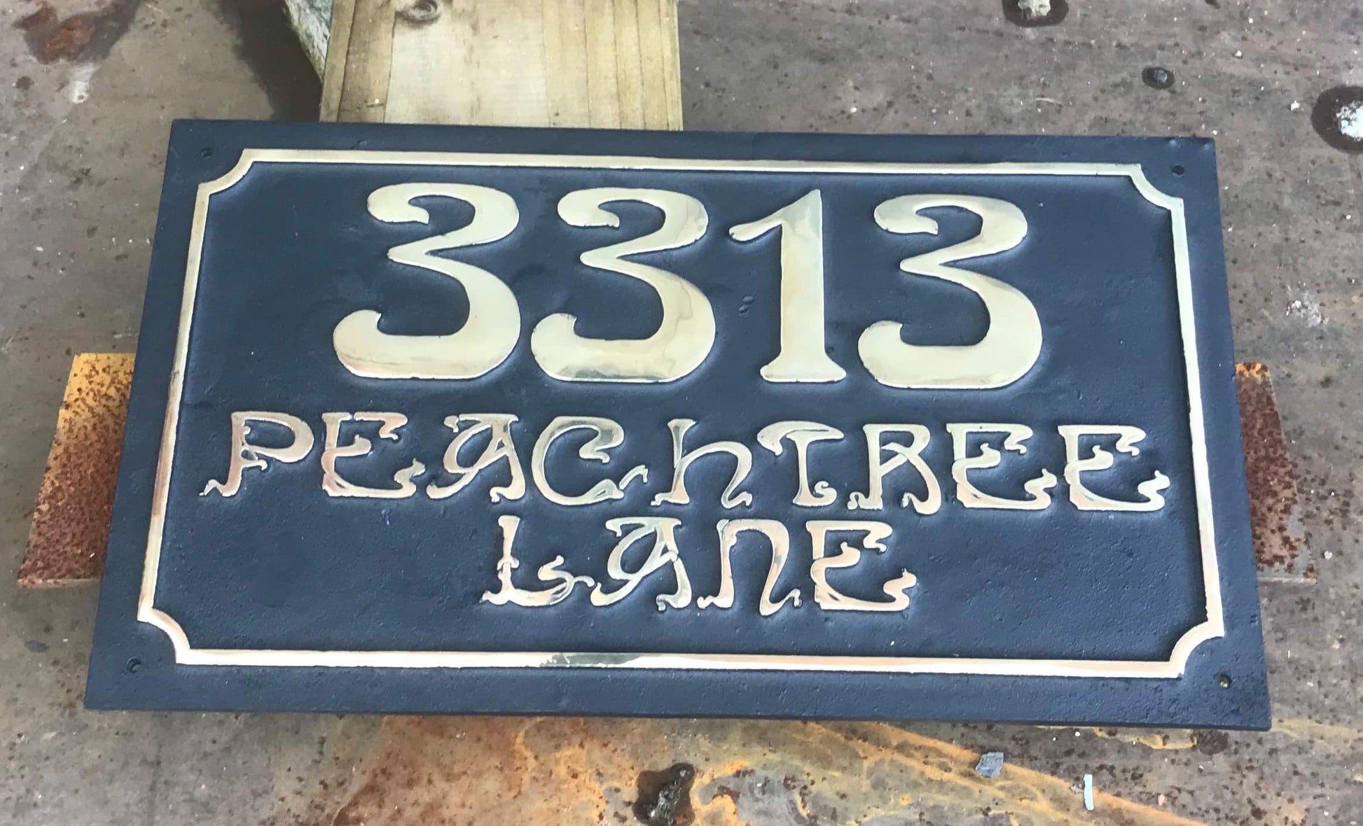 house number sign art nouveau bronze