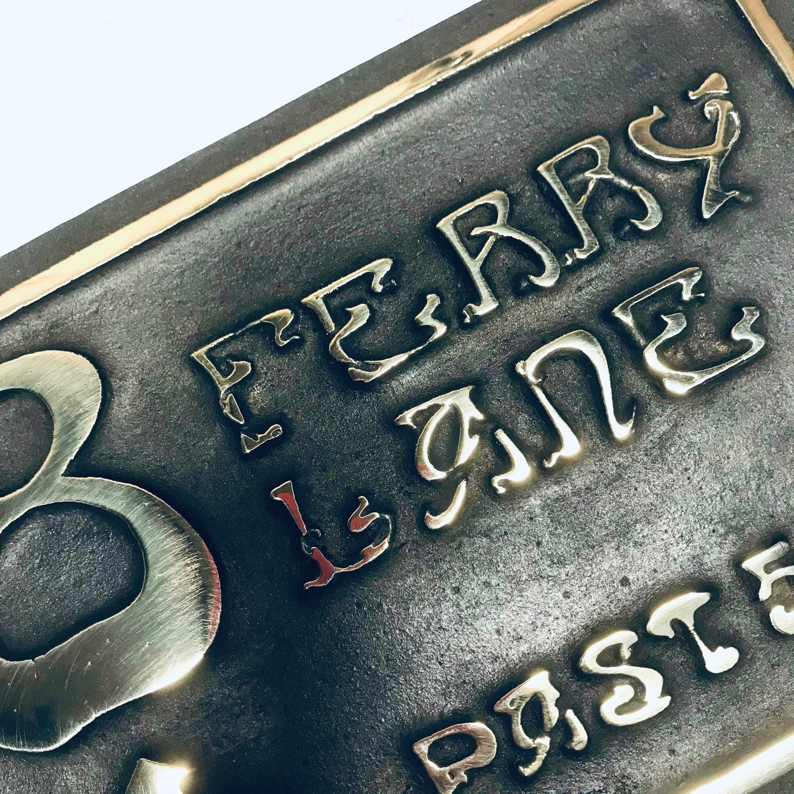 house number sign art nouveau bronze