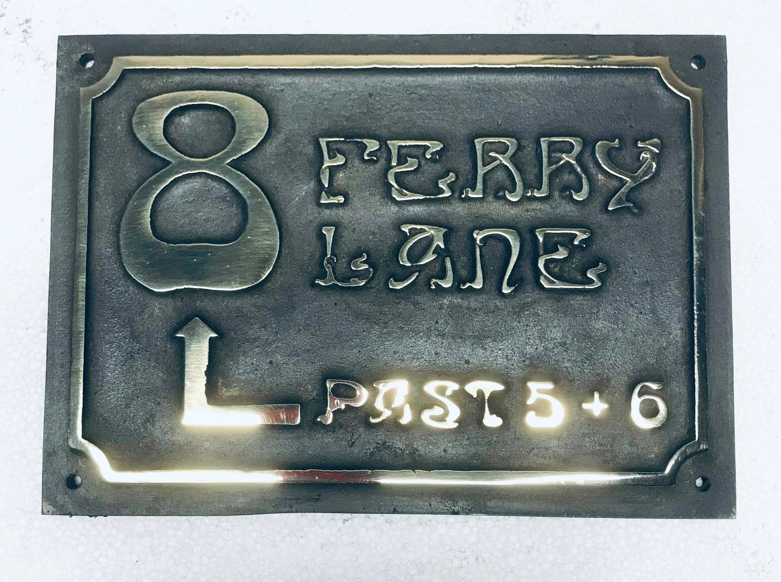 house number sign art nouveau bronze