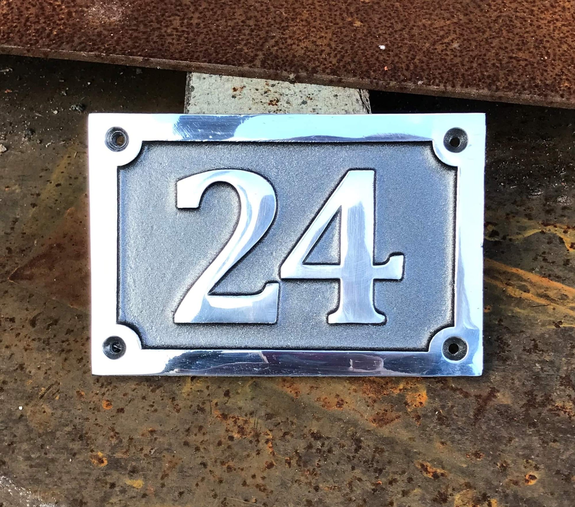 House number sign aluminium rectangle