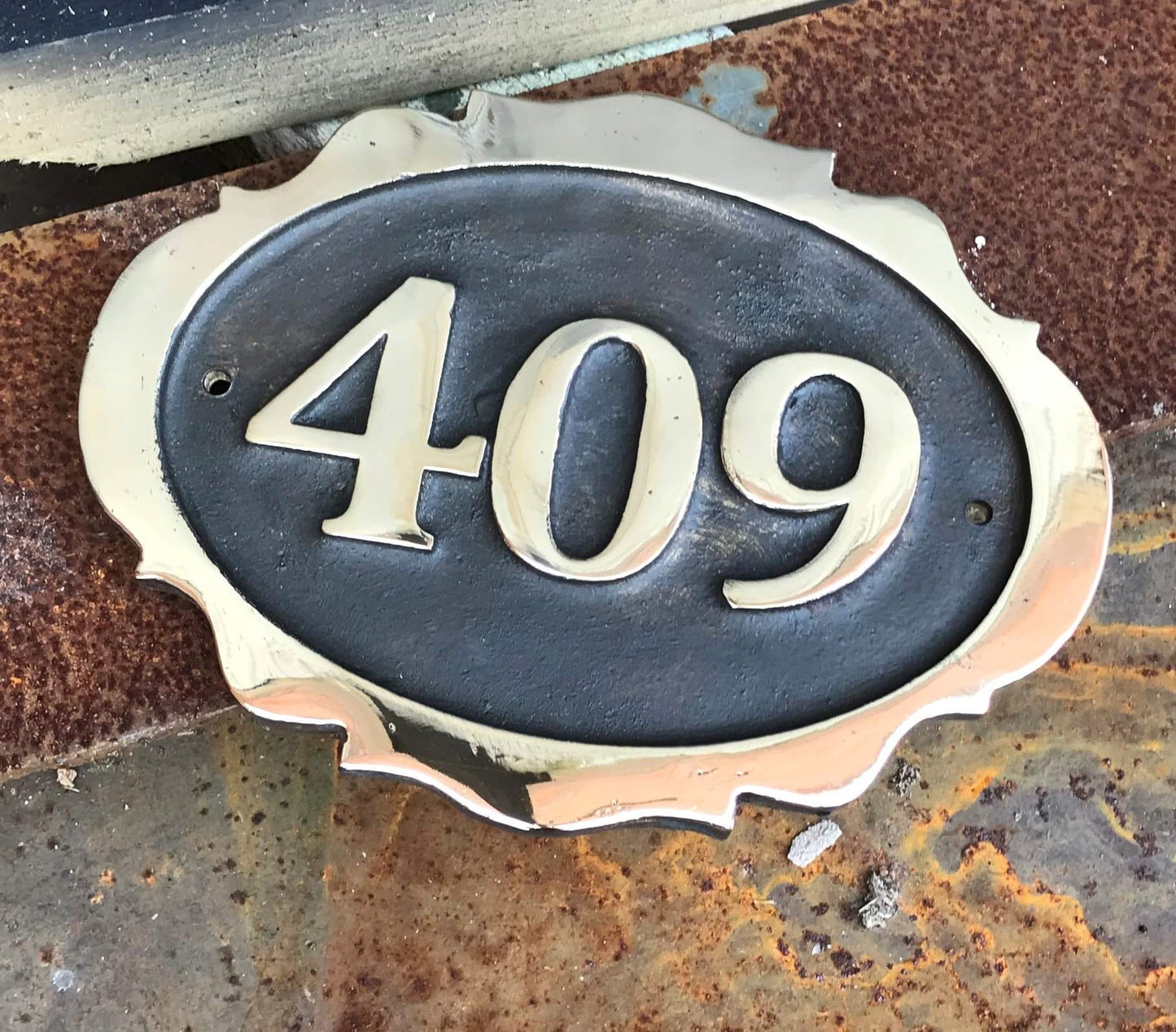Traditional House Number Sign in Bronze