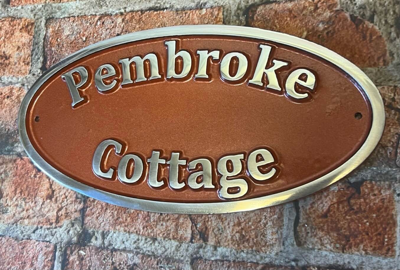 address plaque copper background