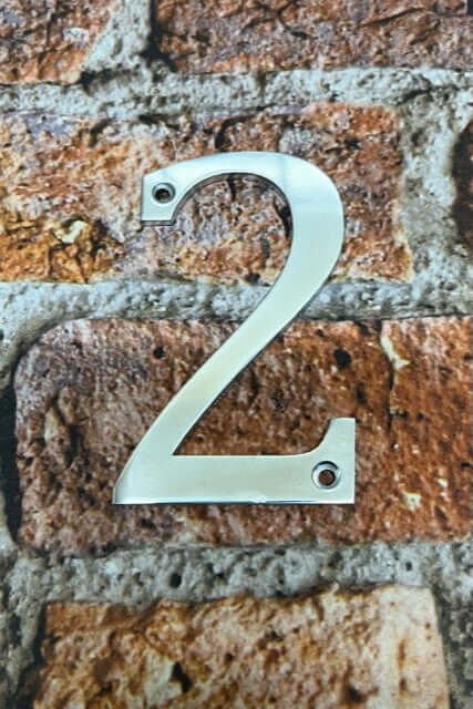 metal house number 2 polished