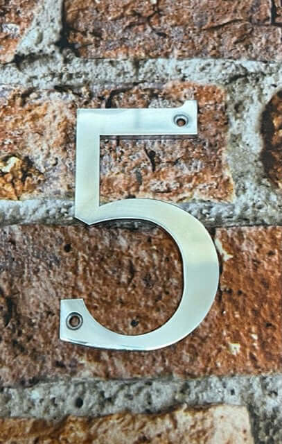 Metal House number 5 polished