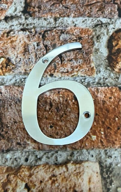 Metal House number 6 polished