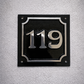 Square house number plaque- cast aluminium - art nouveau 2