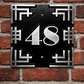 Art deco cast aluminium square house number sign