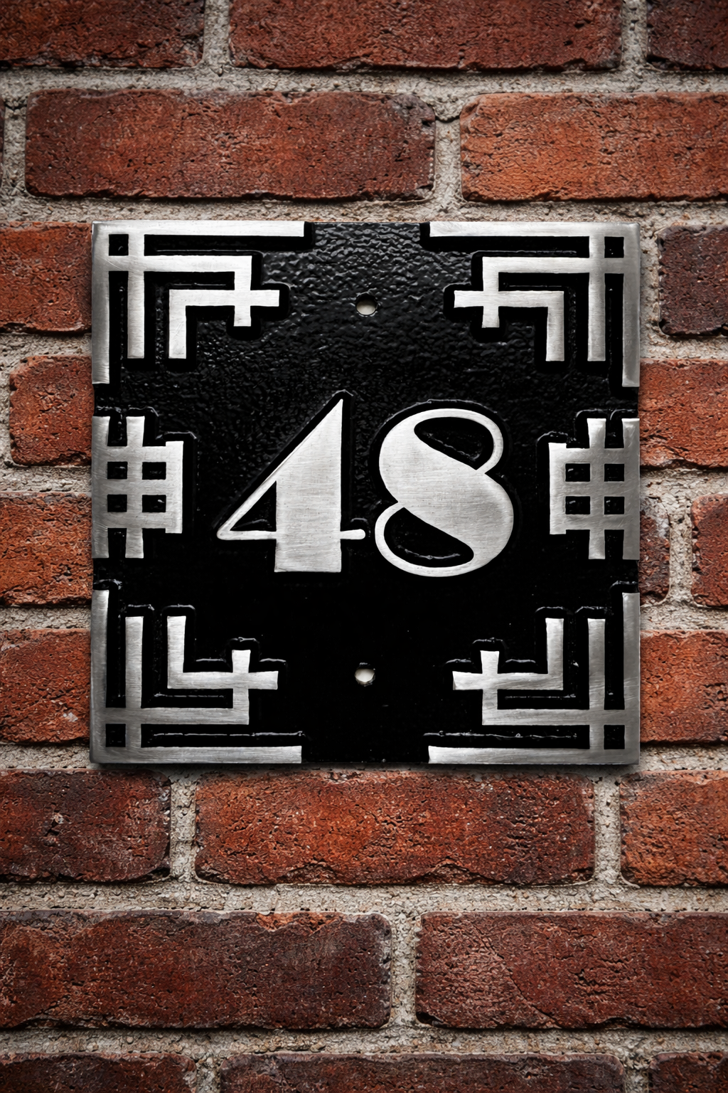 Art deco cast aluminium square house number sign