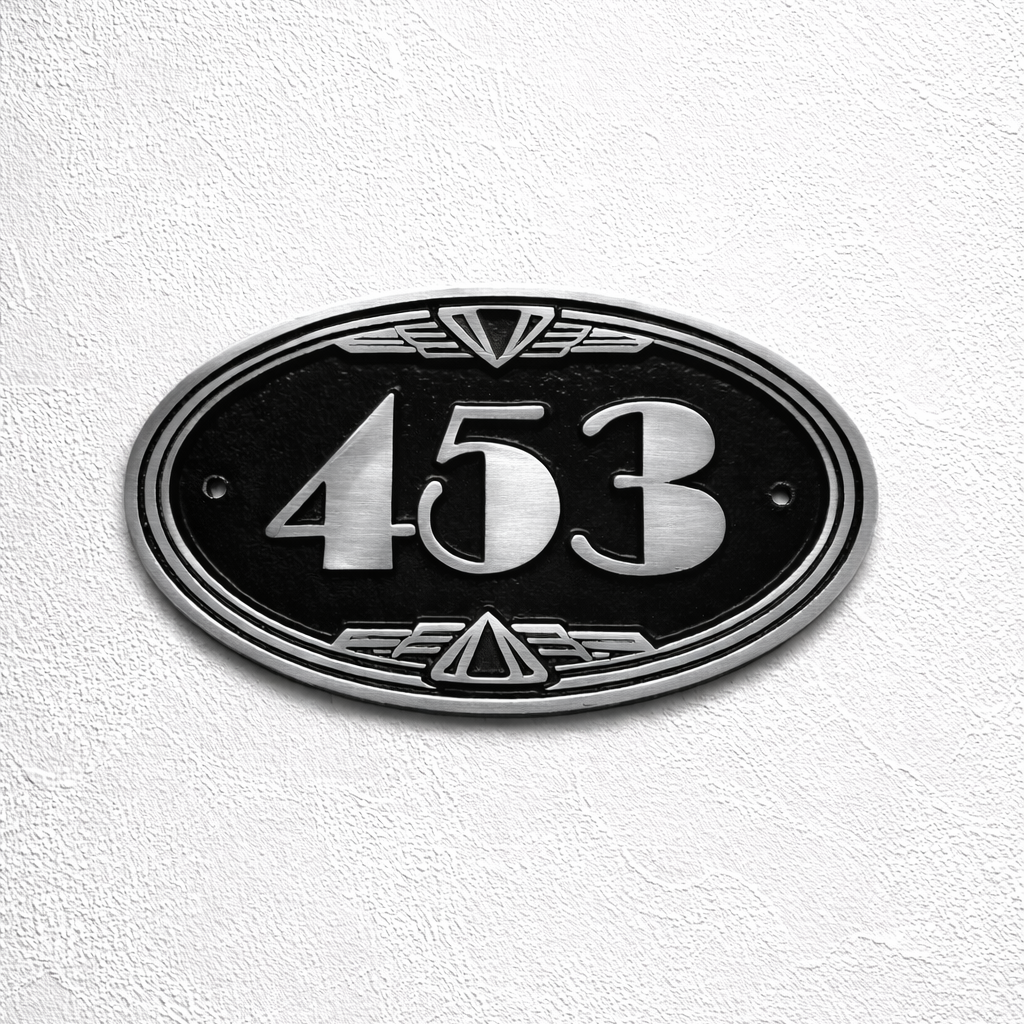 Cast Aluminium Oval House Number Sign – Art Deco Hotel Room Number Plaque