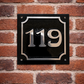Square house number plaque- cast aluminium - art nouveau